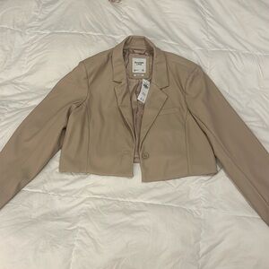 Brand new Abercrombie beige leather blazer in size medium
